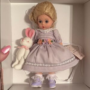 Madame Alexander Doll in Lavender with White Bunny  L/V Easter Portrait like new